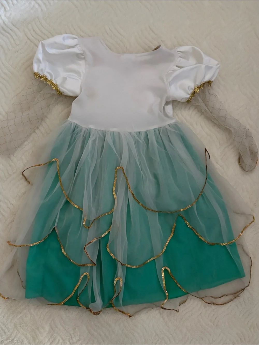 Little Mermaid White and Teal Princess Dress Kids Costume